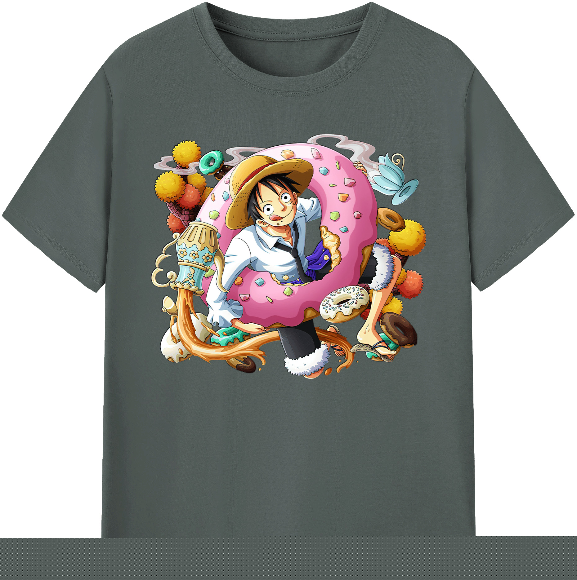ワンピース モンキー・D・ルフィ ONE PIECE Monkey D. Luffy 綿100％ メンズ半袖Tシャツ｜肌触りやわらか＆通気性